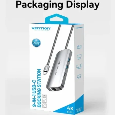 Vention Hub USB-C Multipuerto TQMHB 1xHDMI 4K 2xUSB-A 1xUSB-C 1xJack 3.5mm 1xRJ45 1xUSB-C PD 1xLector Tarjetas Gris